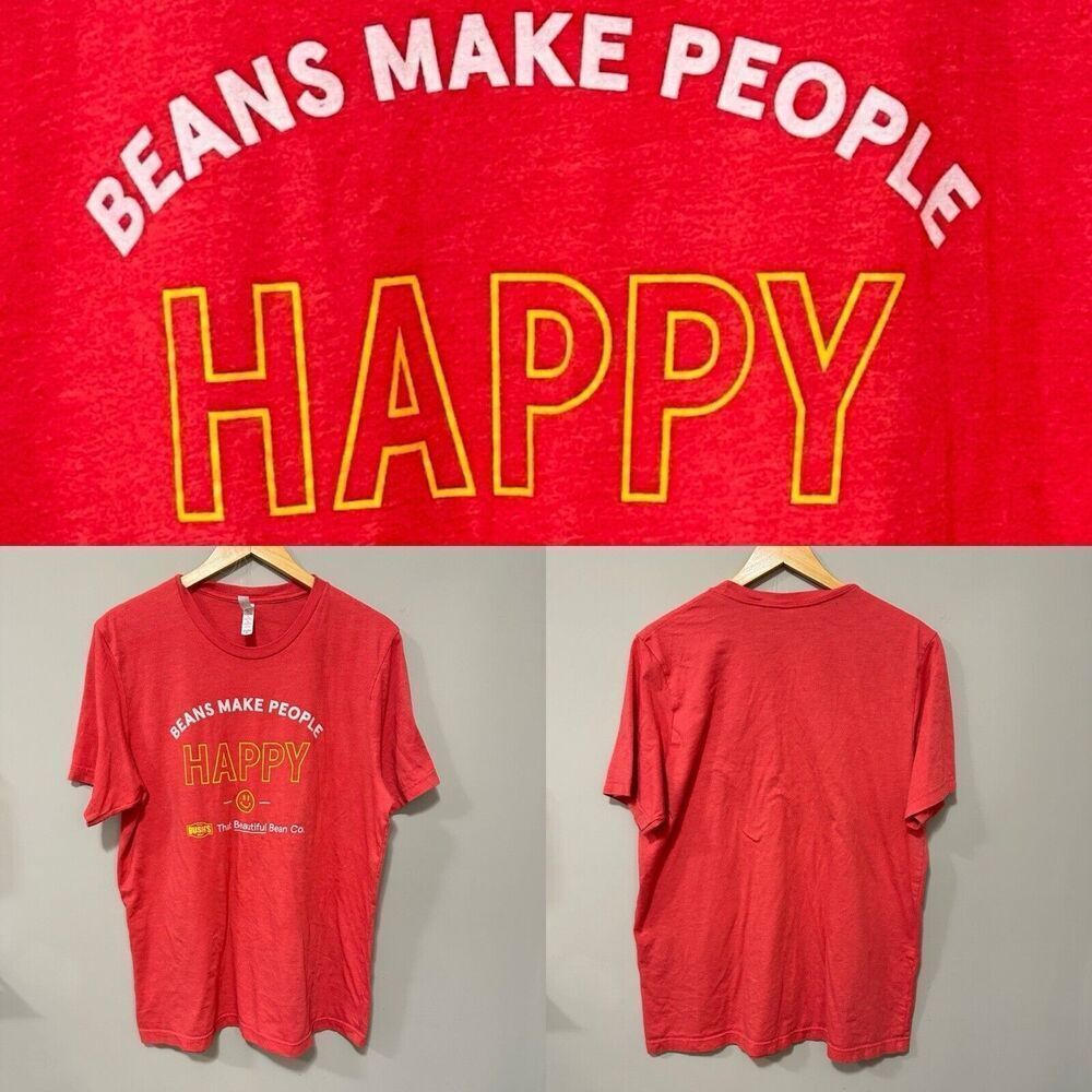 Bush’s Baked Beans XL Red T-Shirt Beans Make People‎ Happy Funny Soft